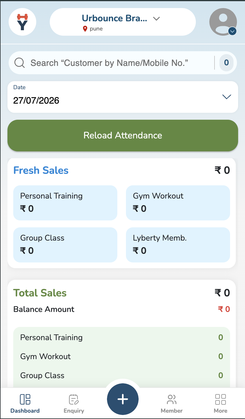 GymShim GOS mobile dashboard